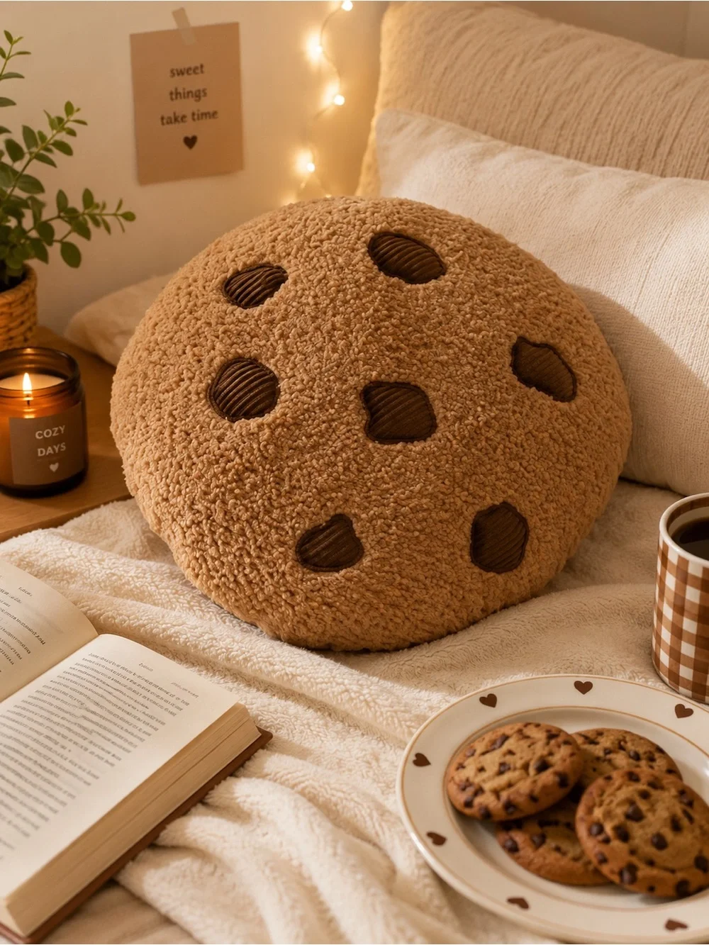 Sweeten up your space with this adorable Chocolate Chip Cookie Plush Pillow!